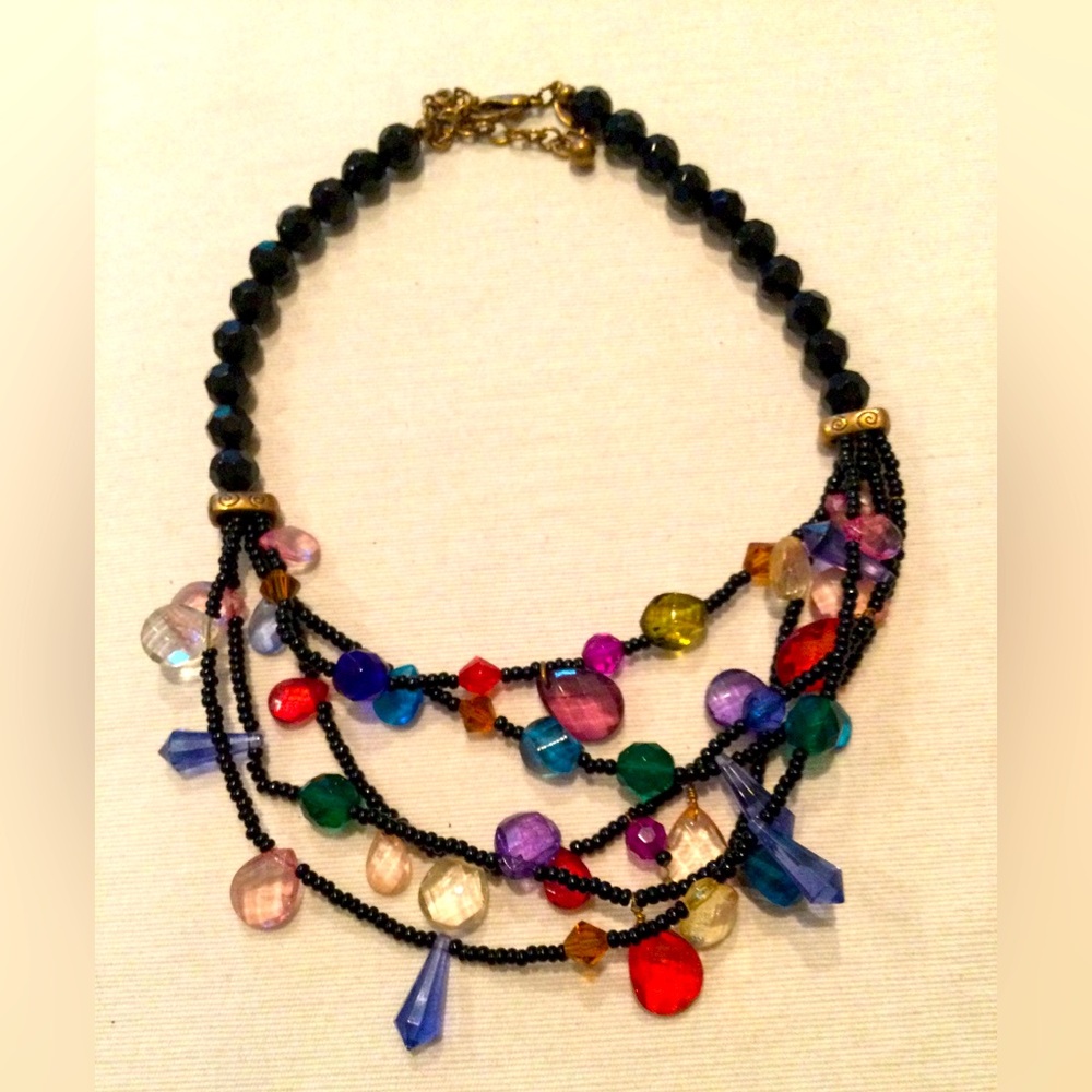 Chico’s Necklace Black w/Multicolored Beads